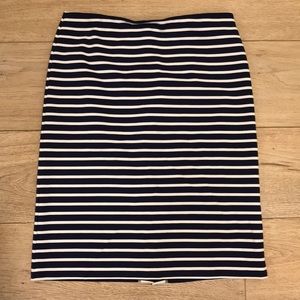 Blue striped pencil skirt